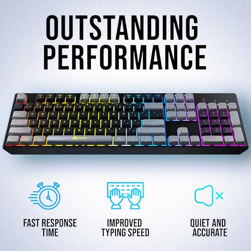 KLIM Chroma Wireless Keyboard – RGB Backlit Gaming, Rechargeable Battery, PC Keyboard, Durable & Water-Resistant, Compatible with PS4, PS5 & Mac - Black - color: Black grey