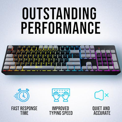 KLIM Chroma Wireless Keyboard – RGB Backlit Gaming, Rechargeable Battery, PC Keyboard, Durable & Water-Resistant, Compatible with PS4, PS5 & Mac - Black - color: Black grey