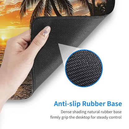 Large Gaming Mouse Pad Desk Mat, Sunset Beach Extended Keyboard Mouse Pad Mousepad with Non-Slip Base and Stitched Edge Mouse Mat Desk Pad Mouse Pads for Desk Home Office, 31.5 x 11.8 - color: Sunset Beach