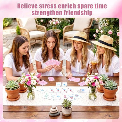 166Pcs Waterproof PVC Mahjong Playing Cards, Non-Slip Mahjong Cards Durable Portable Travel Family Board Game for Elderly Beginners Camping