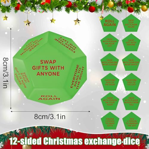 kykake 2026 New-Santa Swap Gift Exchange Dice,3 * 3in Exchange Gifts Family Game,Stocking Stuffers for Men Women, Anniversary Christmas Birthday Gifts for Men Women, Large Dice Party Gifts for Xmas - color: 1pc Santa Swap Gift Exchange Dice