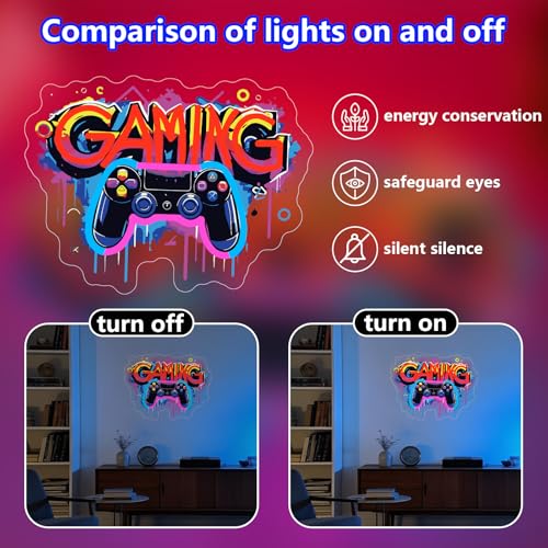 Gaming Neon Sign,Gamer Led Neon Light Signs for Wall Decor Game Pad Light up Sign for Boy Room Bedroom Man Cave Brithday Party Gaming Room Decor Gift for Gamer Men（13.8"*10.4"）