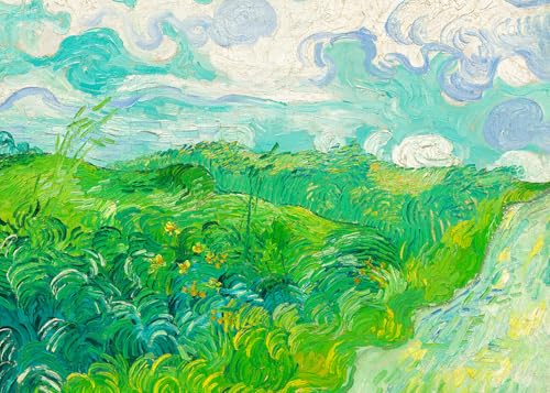 1000 Piece Puzzle for Adults - Green Wheat Fields Puzzles for Adults 1000 Pieces, Letters on Back, Artwork by Van Gogh Jigsaw Puzzle, Challenging Puzzles for Teens Seniors - 27.6 x 19.7 inches - color: Green Wheat Fields