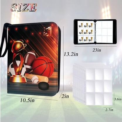 Sports Card Binder 900 Pockets Trading Card Binder with 50 Sleeves Fits 900 Sport Cards, Sports Card Holder Binder with Zipper, Soccer Football Baseball Basketball Hockey Card Gifts Collection Storage - size: 900 Pockets Sports