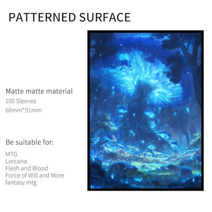 Card Sleeves for (MTG) - 100 Full Art Panoramic Lands, Premium Matte, 5 Color Landscape Art (Blue) - color: Blue