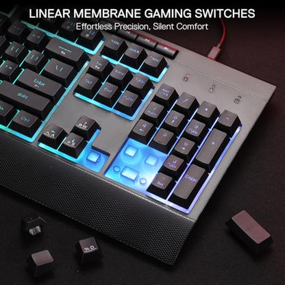 Redragon S151 Combo, K525 Membrane Gaming Keyboard + M616 10000 DPI Mouse | 4 On-the-Fly Combos, No Software Needed, 6-Button Precision Control, Full-Size Layout, Shared Dongle, On-Board CPI Mice - color: S151 BK