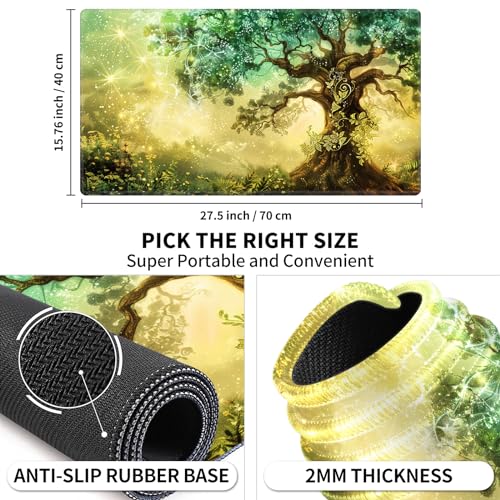 Card Playmat 70 x 40 cm Game Mats Tabletop Magic for MTG/TCG Cards, Trading Card Game Playing Stitched Commander Deck Gaming Desk Duel Mat Card Gameplay Mats, Ancient Tree of Life - color: Ancient Tree of Life, size: 27.5"X15.7"