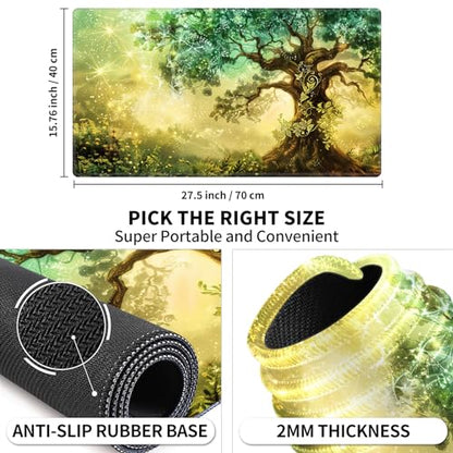 Card Playmat 70 x 40 cm Game Mats Tabletop Magic for MTG/TCG Cards, Trading Card Game Playing Stitched Commander Deck Gaming Desk Duel Mat Card Gameplay Mats, Ancient Tree of Life - color: Ancient Tree of Life, size: 27.5"X15.7"