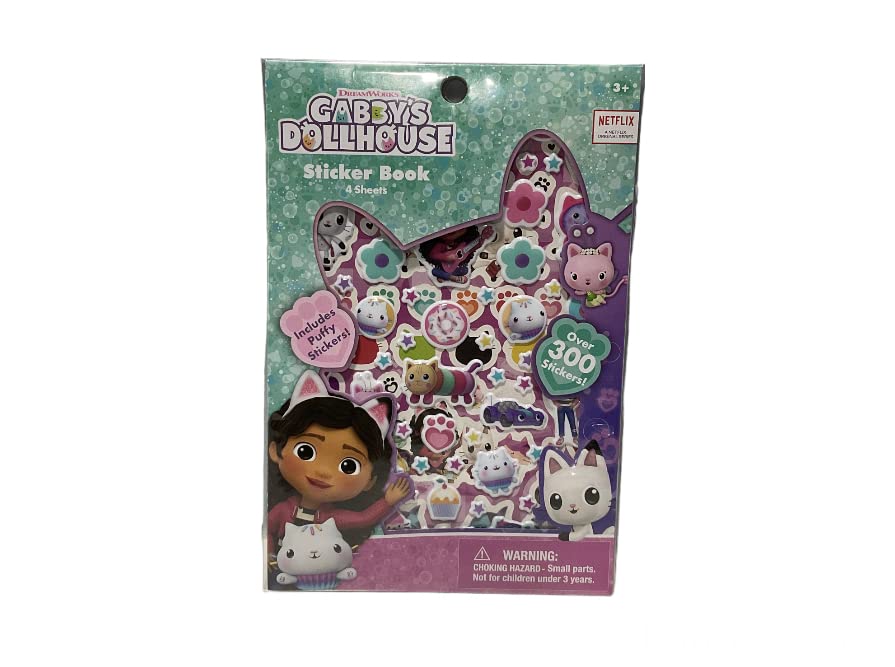Gabby Dollhouse Sticker Book Plus Puffy Sticker Sheet Bundle