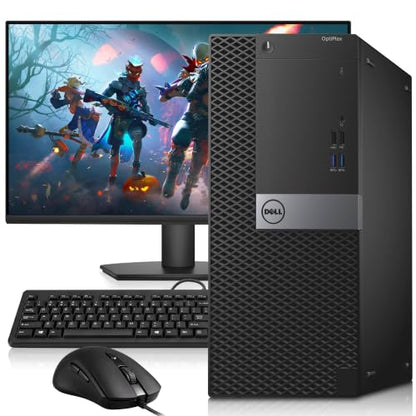 Dell Gaming Tower Desktop PC – Intel Core i5-6500 – 16GB RAM – 512GB SSD – GeForce GTX 1050 Ti – New 24" LED Monitor – Keyboard & Mouse – Windows 11 Pro – Gaming Computer (Renewed)