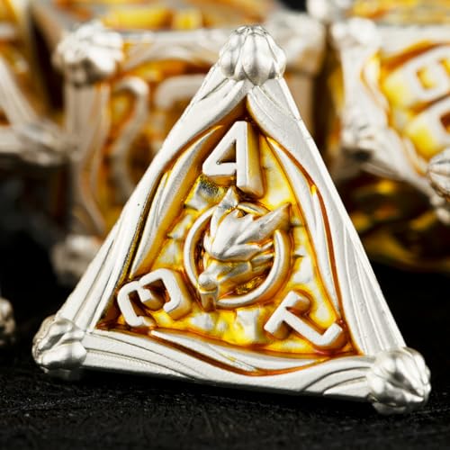 Surpass DND dice Set D&D dice Metal Role Playing Metal Polyhedral Dice for Dungeons and Dragons RPG dice Set MTG dice Dungeons and Dragons Gifts (Yellow) - color: Yellow