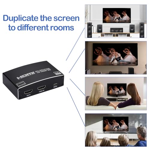 HDMI Splitter 1 in 4 Out, 1x4 HDMI Splitter Audio Video Distributor Box Support 3D & 4K x 2K Compatible for HDTV, STB, DVD, PS3, Projector Etc - size: 1x4 4K@30Hz