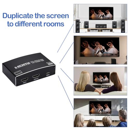 HDMI Splitter 1 in 4 Out, 1x4 HDMI Splitter Audio Video Distributor Box Support 3D & 4K x 2K Compatible for HDTV, STB, DVD, PS3, Projector Etc - size: 1x4 4K@30Hz
