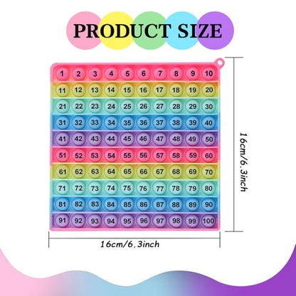 Math operations1-100 Number Learning Pop Fidget Toy, Rainbow Colors, Large Square Math Educational Sensory Game - color: 1-100 Number Learning