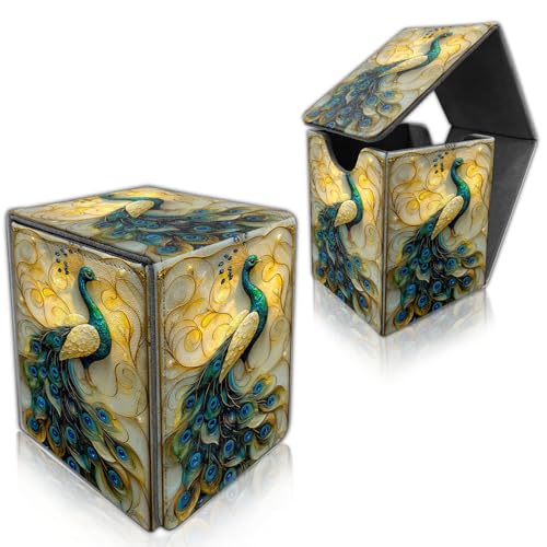 for MTG Deck Box, Trading Card Storage Case Holds 100+ Sleeved Cards, Ornate Peacock Art Magnetic Closure Durable Deck Holder for Magic The Gathering, TCG & Commander - color: Ornate Peacock Art