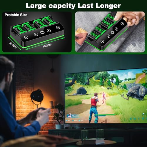 Rechargeable Xbox Controller Battery Pack Charging Station,4x6200mWh Xbox Battery Pack with Fast Charging Station - style: RGB 4 Batteries Bundle