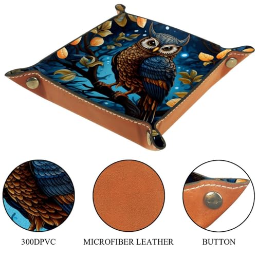 Owl Bird Tree Dice Tray PU Leather Dice Rolling Tray Folding Dice Holder for Dice Games, Like RPG, DND and Other Table Games - color: Multi 7