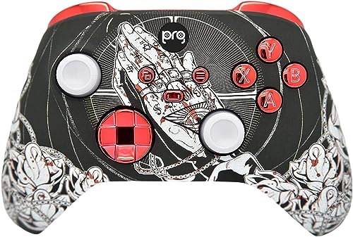 Hand Airbrushed Fade Custom Controller Compatible with Xbox Series X/S & Xbox One (Series X/S Bloody Forgiveness W/Red Chrome Inserts) - color: Series X/S Bloody Forgiveness W/Inserts