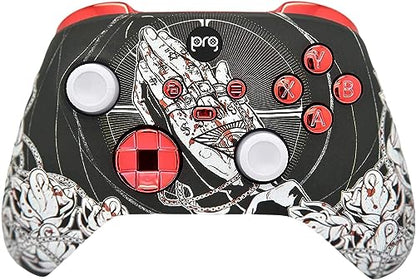 Hand Airbrushed Fade Custom Controller Compatible with Xbox Series X/S & Xbox One (Series X/S Bloody Forgiveness W/Red Chrome Inserts) - color: Series X/S Bloody Forgiveness W/Inserts