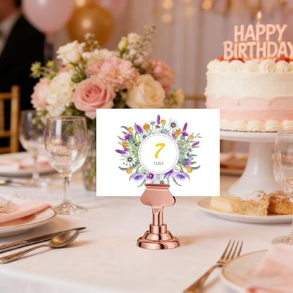 Urban Deco 16PK Table Number Holders Place Card Holders 1.7 Inch Table Card Holders Steel Card Holders for Photos, Food Signs, Memo Notes, Weddings, Restaurants, Birthdays(Rose Gold) - color: Rose Gold