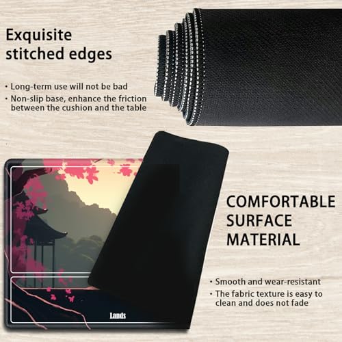 Board Game Mat TCG Playmat Plus 50 Pcs Card Sleeves, 24 x 14 inches Table Mats Games Mousepad with Zones Smooth Surface for MTG RPG CCG Trading Card Game Play Mats, Black Cat Landscape - color: Black Cat Landscape, size: Zone 1