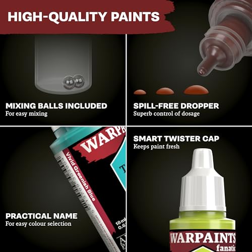 The Army Painter, Warpaints Fanatic Starter Set Combo, 11 x 18 ml | Colori acrilici incl. 2 metallici, 1 wash, 2 pennelli e 1 miniatura gratuita, D&D e Warhammer