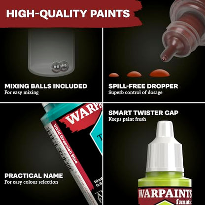 The Army Painter, Warpaints Fanatic Starter Set Combo, 11 x 18 ml | Colori acrilici incl. 2 metallici, 1 wash, 2 pennelli e 1 miniatura gratuita, D&D e Warhammer
