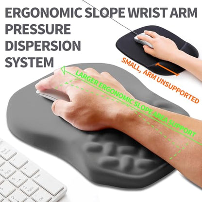 Ergonomic Slope Mouse Pad Wrist Support, Wrist Rest Mousepad for Carpal Tunnel Pain Relief with Massage Bulge and Slow Rebound Memory Foam (12x8 inch, Dark Gray) - color: Am003-dark Gray