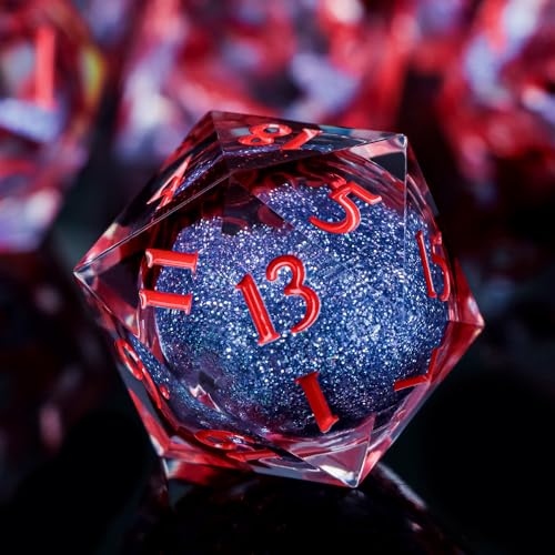 ARUOHHA Liquid Core DND Dice Set, Blood Sharp Edged Dragons Dice Compatible with D&D RPG Role Playing Games, Resin Blood Red Polyhedral Dungeons D and D Dice with Gift Box D20 D12 D10 D8 D6 D4 - color: Vampire