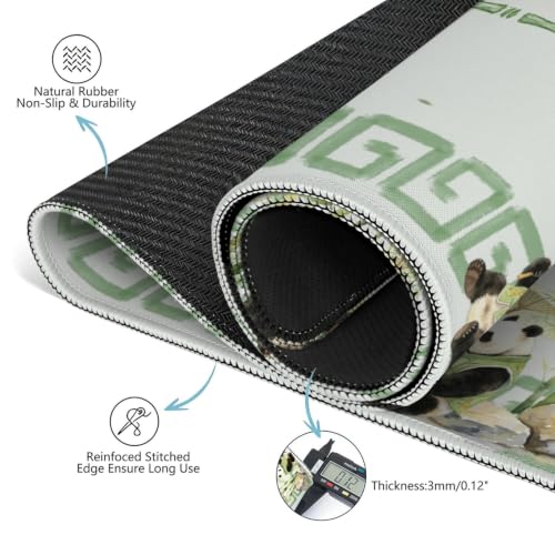 Green Chinoiserie Mahjong Mat for Table, 31.5 * 31.5in Anti Slip Mahjong Mats Table Cover, Noise Reduction, Neoprene Mah Jongg Mat, Mahjong Set Gift for Poker Board Tile Games Table Mats, Panda - color: Panda