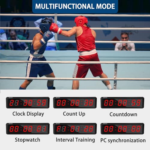 Fitness Timer with Stopwatch Button, Suitable for School/exam/Home Exercise/Gym/Gym SMAHEAT Electronic Fitness Timer (4.0 inch six bit All red PC Transmission Model) - color: 4.0 Inch Six Bit All Red Pc Transmission Model
