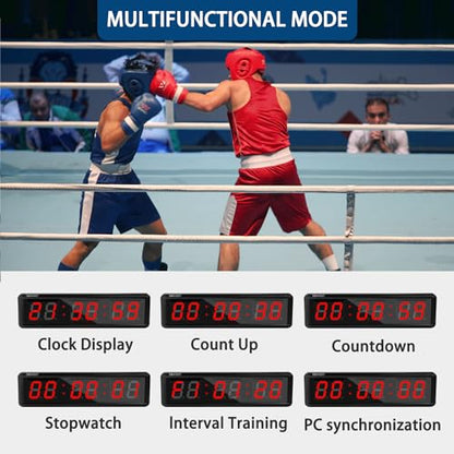 Fitness Timer with Stopwatch Button, Suitable for School/exam/Home Exercise/Gym/Gym SMAHEAT Electronic Fitness Timer (4.0 inch six bit All red PC Transmission Model) - color: 4.0 Inch Six Bit All Red Pc Transmission Model