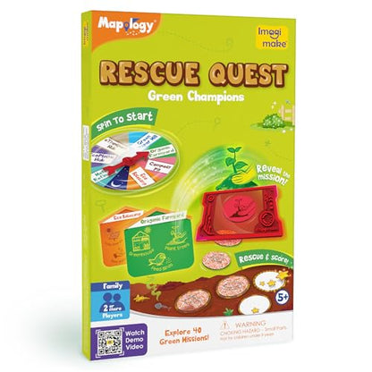 Imagimake Rescue Quest - Green Champions, Educational Board Game | Travel Game, Screen-Free Family Fun, Learn Eco-Friendly Habits, Birthday Gift for Boys & Girls Ages 5,6,7,8,9,10 Years Old - style: Green Champions