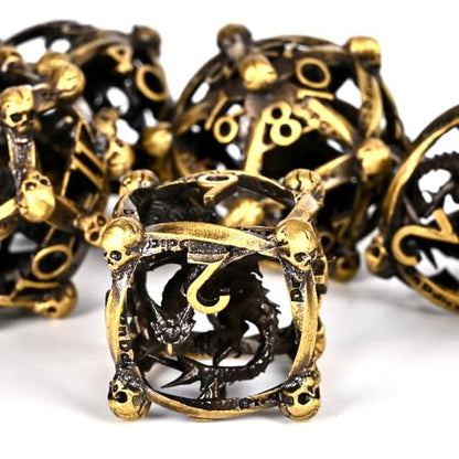 DND Metal Dice Set, UBEUCK 7PCS Gear Metal DND Dice Set for Dungeons & Dragons Board Games Boxes (Bronze dice 1) - color: Bronze Dice 1