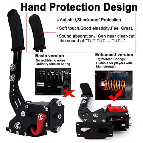Septpenta USB Handbrake, 2 in 1 Computer Simulation Racing Game Handbrake, 64 Bit Universal Handbrake, Plug and Play for G27 G25 G29 T500 T300, Windows(Black) - color: Black