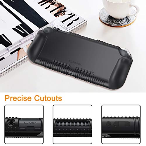 FINTIE Soft Silicone Protective Case for Nintendo Switch Lite 2019 | Ergonomic Grip, Anti-Slip, Shock-Absorption & Anti-Scratch, Lightweight Grip Case Cover, Black - color: Black