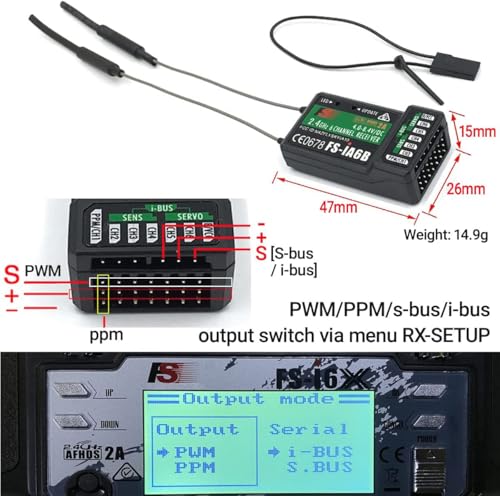 FS-i6X Transmitter and FS-iA6B Receiver 2.4GHz for RC Models Flysky | iBus 10 Channel or PWM 6CH AFHDS2A Radio System for FPV Multirotor, Fixed-Wing, RC Car, RC Boat (Mode-2)