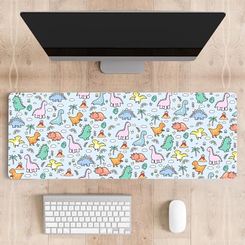 Mousepad Desk Mat Gaming Large Keyboard Cute Office Desktop Computer Laptop Dinosaur XXL Long Giant Big Kawaii Aesthetic Girly Pretty Design Women Girl Gamer Oversized Wide 30x12'' Mousepad - color: Little Dino