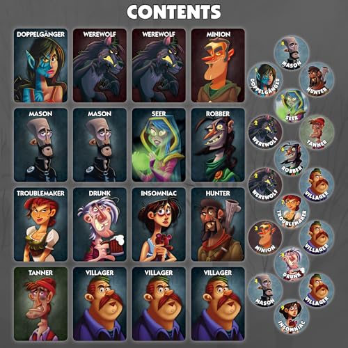 Bezier Games One Night Ultimate Werewolf | Fast 10-Minute Social Deduction and Bluffing | Hidden Roles Mystery Party for Adults and Kids | 3-10 Players - style: Werewolf
