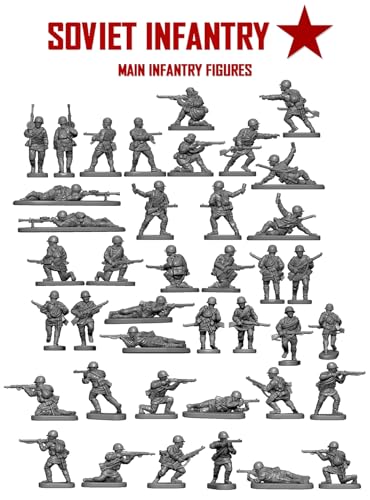 Wargames Delivered - Victrix 12mm Scale Soviet Infantry & Heavy Weapons Set with Bonus Miniature STL Download – 174 Highly Detailed WW2 Miniatures Set –with Riflemen, SMG Troops, Snipers & Tank Riders