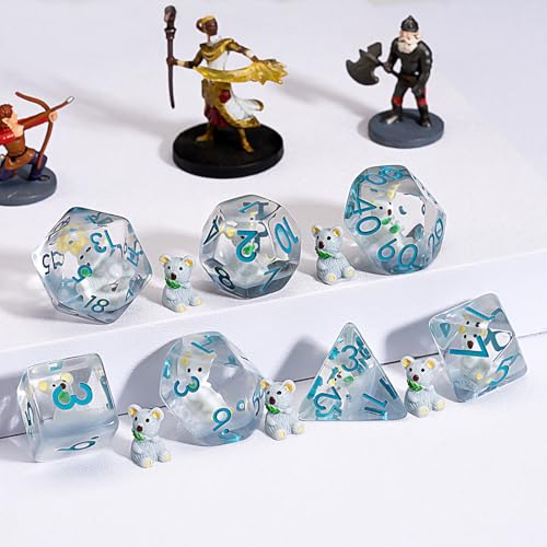 DND Resin Koala Dice Set, D&D Polyhedral Dice for Dungeons and Dragons RPG, MTG Role Playing Games D and D Dice 7pcs D20 D12 D10 D8 D6 D4 - color: Koala