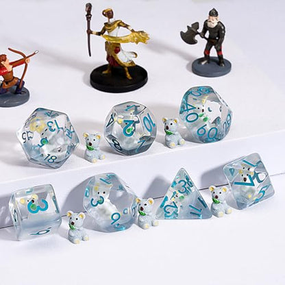 DND Resin Koala Dice Set, D&D Polyhedral Dice for Dungeons and Dragons RPG, MTG Role Playing Games D and D Dice 7pcs D20 D12 D10 D8 D6 D4 - color: Koala