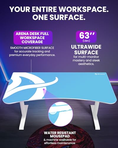 Arozzi Arena Gaming Desk Pad D005 | Full Desk Mouse Pad, Washable Desk Mat, Anti-Slip Rubber Base, Water-Resistant Surface - color: D005