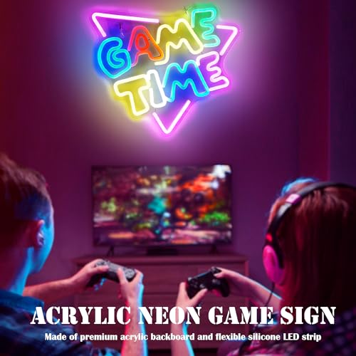 LED Neon Sign Light for Gamer Room Wall Decor - USB Powered with Switch - Acrylic Game Time Neon Sign - Gaming Accessories for Video Game Room Teen Boy Bedroom Gifts - style: Game Time