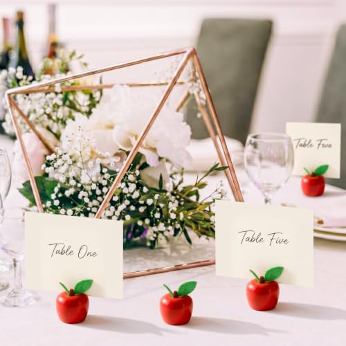 Leinuosen 24 Pcs Resin Apple Place Card Holder Rosh Hashanah Red Apple Table Number Holder Name Place Centerpieces Photo Stand for Rosh Hashanah Party Wedding Birthday Party Favors - style: Apple