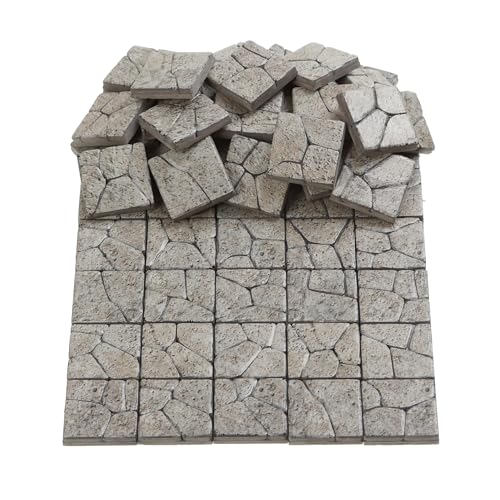 Dollhouse Miniature Paving Stones, Tiles for Modeling, Fairy Garden, and Tabletop Terrain, Set of 50pcs, REDUCIO! - color: Sandstone Cobblestone