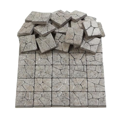 Dollhouse Miniature Paving Stones, Tiles for Modeling, Fairy Garden, and Tabletop Terrain, Set of 50pcs, REDUCIO! - color: Sandstone Cobblestone