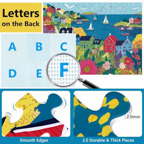 300 Piece Puzzles for Adults Kid,Large Piece Seaside Harbor Sailboat Puzzle