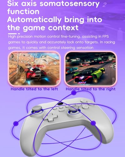 COOBILE Wireless Gaming Controller, Bluetooth Gamepad with Hall Joystick, hall trigger, Macro Back Key, no blind zones, support six-axis somatosensory,for iOS, Android, PC, Switch, Steam (white)