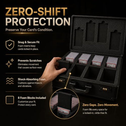 Graded Card Storage Box - Card Slab Case with Lock - 4 Row Trading Card Case with 8 Foam Inserts - Sports Card Case Fits PSA, BGS, SGC, CGC Slabs - Holds 640+ Toploaders - size: 4 rows